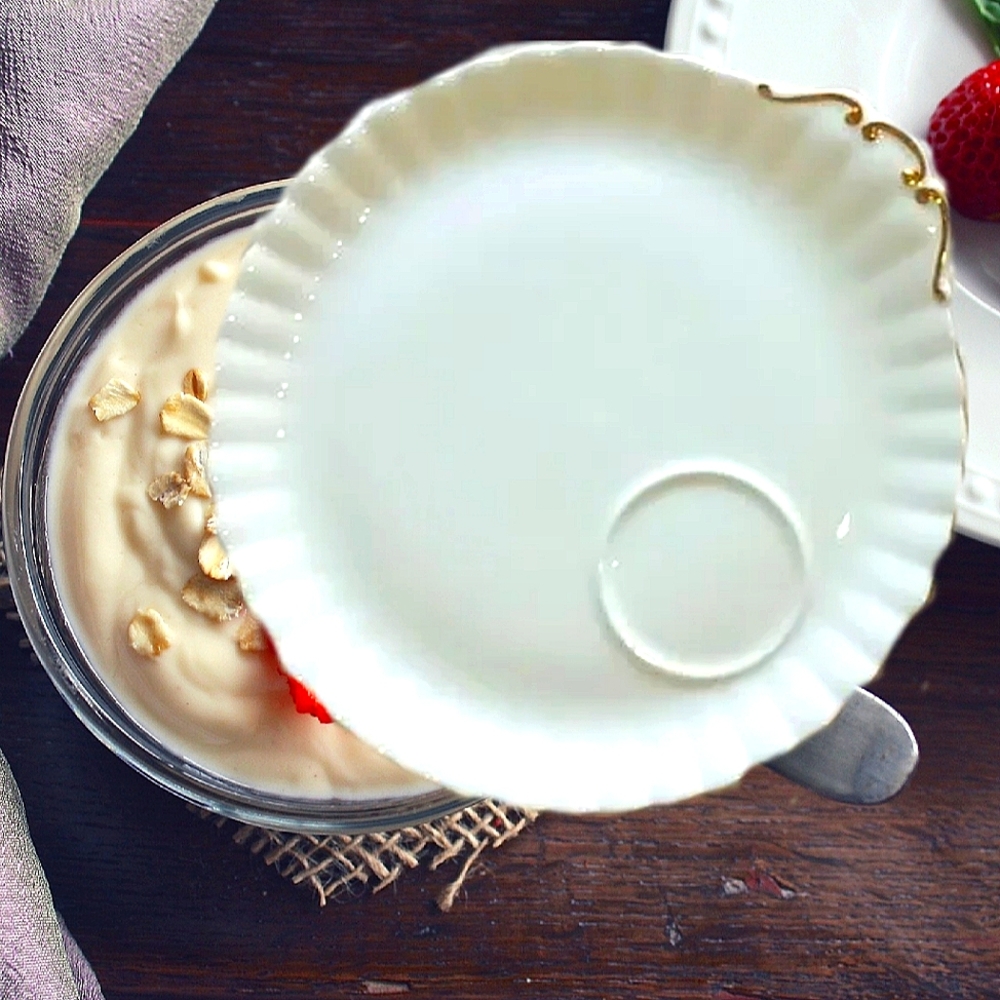 Royal Albert Val 'Dor England Snack Plate Gold Trim Milk Glass